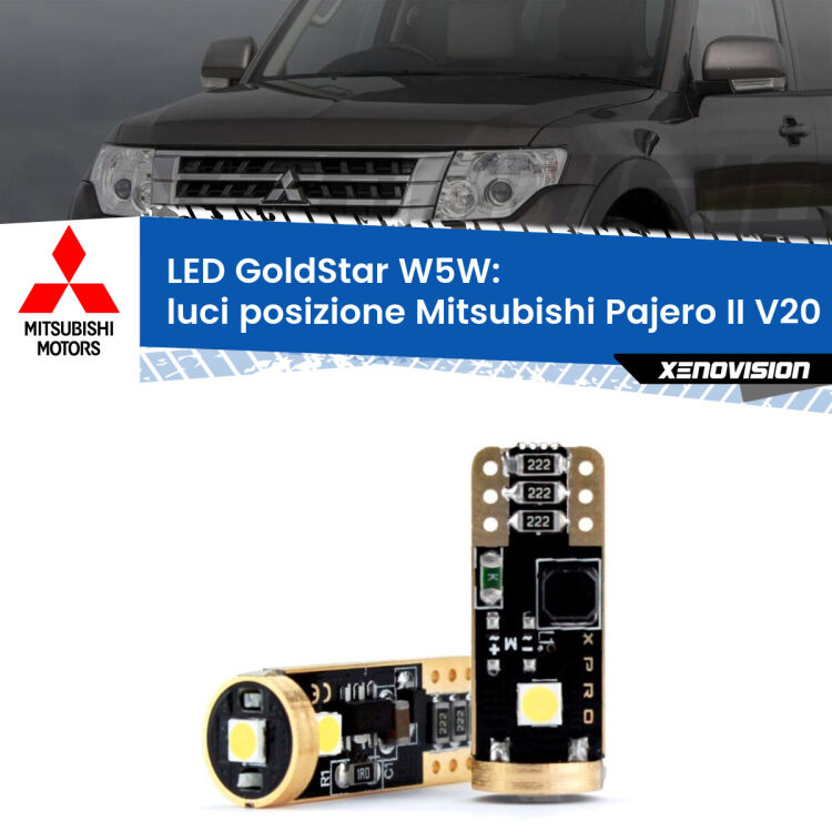 <strong>Luci posizione LED Mitsubishi Pajero II</strong> V20 1990-2000: ottima luminosità a 360 gradi. Si inseriscono ovunque. Canbus, Top Quality.