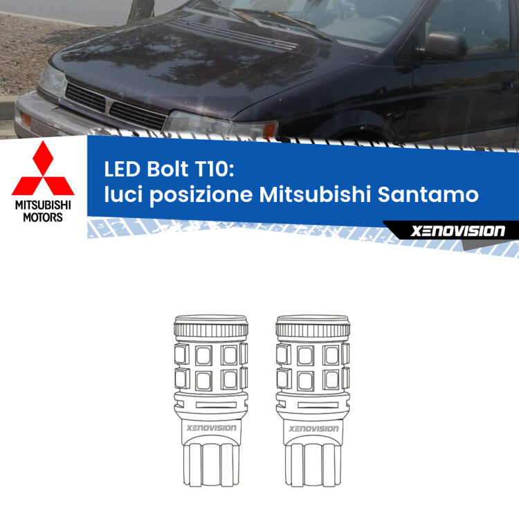 <strong>Luci posizione LED per Mitsubishi Santamo</strong>  1999-2004. Coppia lampade <strong>T10</strong> modello Bolt canbus.