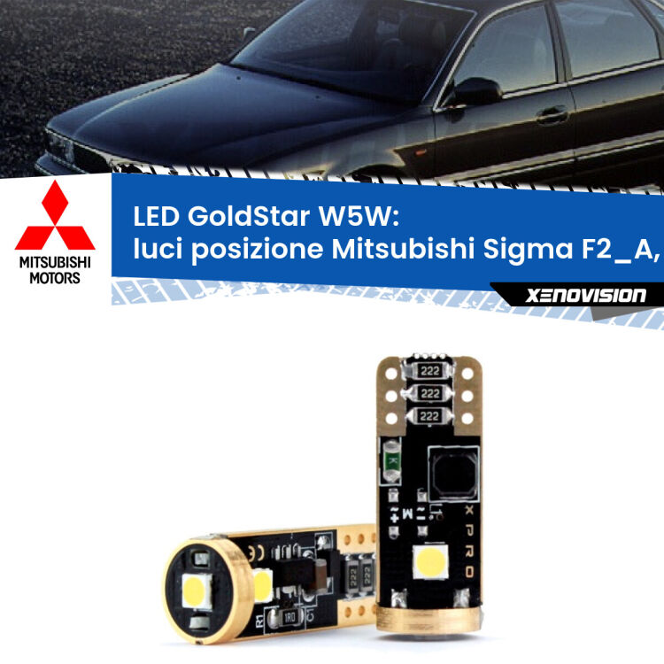 <strong>Luci posizione LED Mitsubishi Sigma</strong> F2_A, F1_A 1990-1996: ottima luminosità a 360 gradi. Si inseriscono ovunque. Canbus, Top Quality.