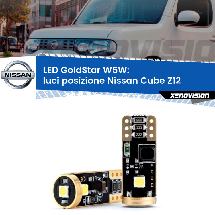 <strong>Luci posizione LED Nissan Cube</strong> Z12 2008-2012: ottima luminosità a 360 gradi. Si inseriscono ovunque. Canbus, Top Quality.