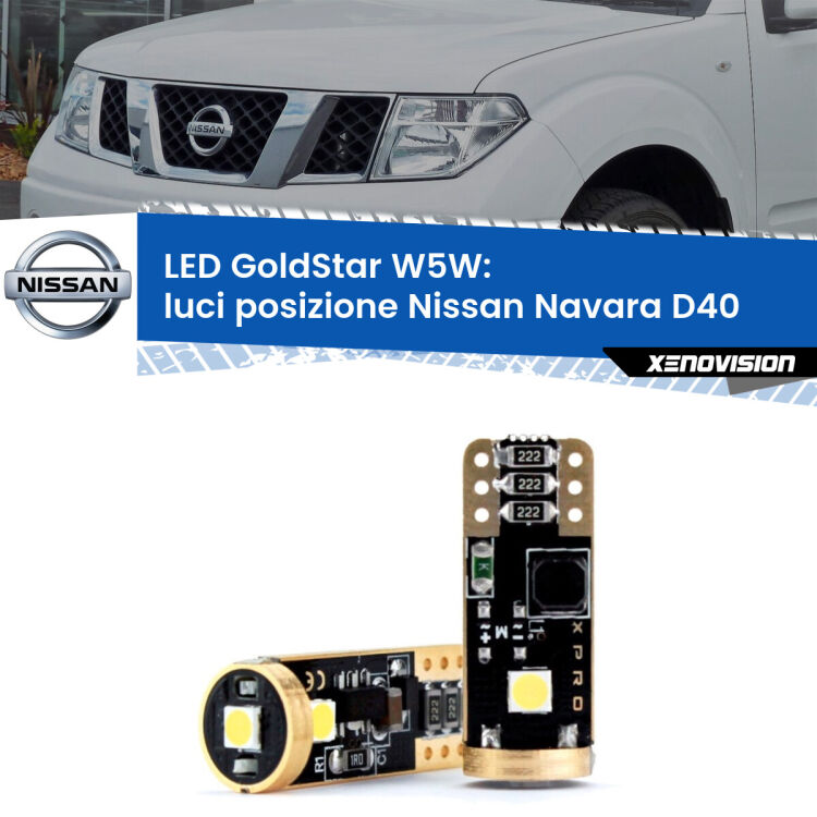 <strong>Luci posizione LED Nissan Navara</strong> D40 2004-2016: ottima luminosità a 360 gradi. Si inseriscono ovunque. Canbus, Top Quality.