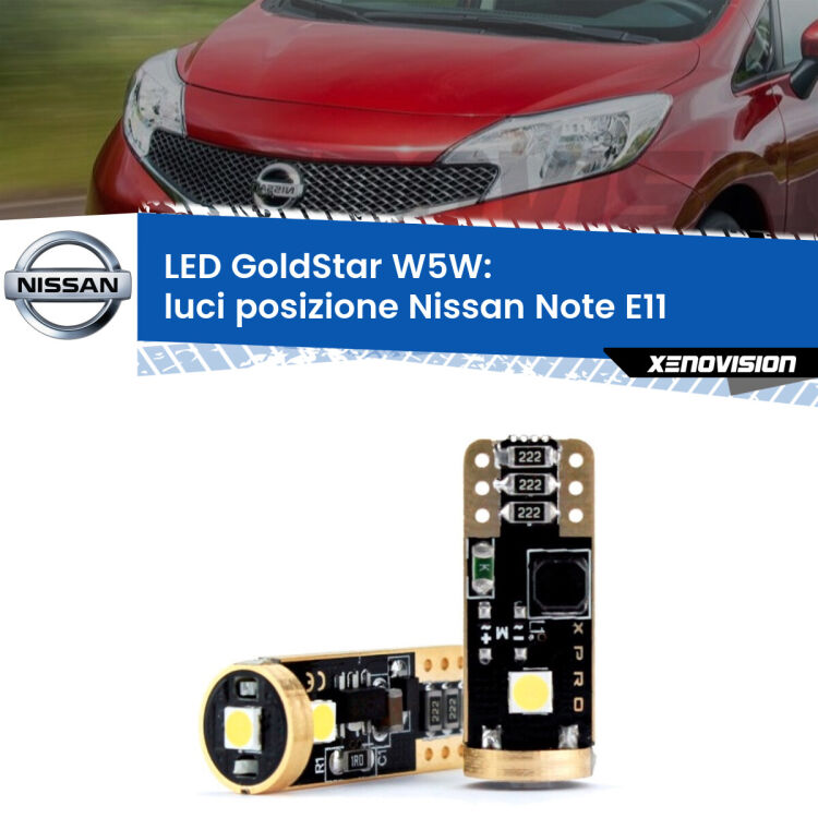 <strong>Luci posizione LED Nissan Note</strong> E11 2006-2013: ottima luminosità a 360 gradi. Si inseriscono ovunque. Canbus, Top Quality.