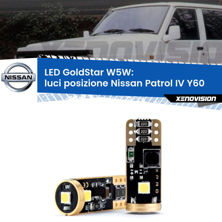 <strong>Luci posizione LED Nissan Patrol IV</strong> Y60 1988-1997: ottima luminosità a 360 gradi. Si inseriscono ovunque. Canbus, Top Quality.