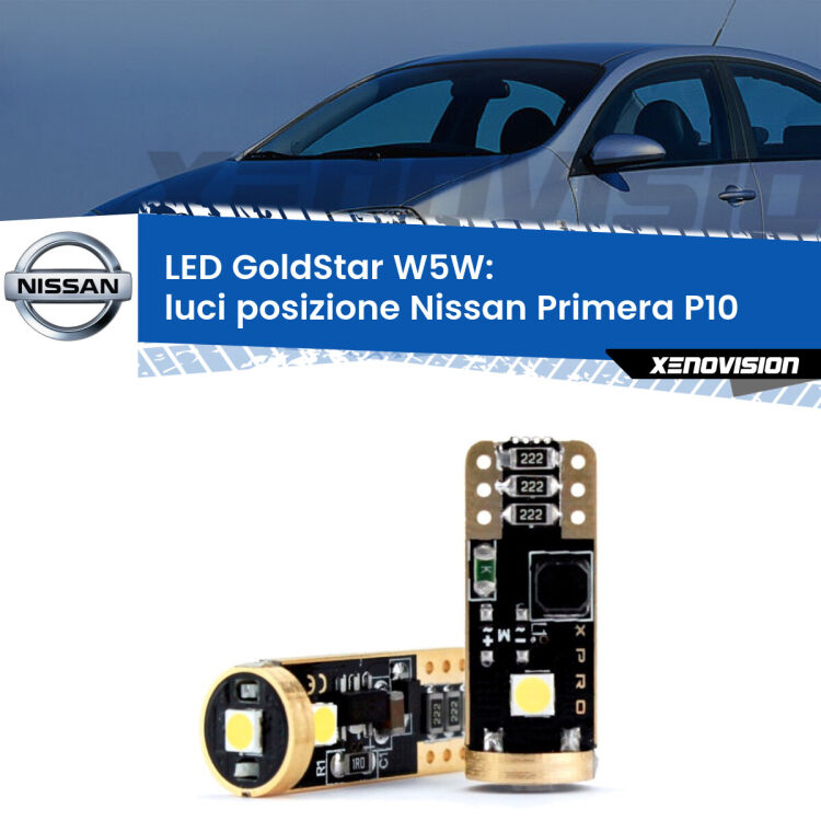 <strong>Luci posizione LED Nissan Primera</strong> P10 1990-1996: ottima luminosità a 360 gradi. Si inseriscono ovunque. Canbus, Top Quality.