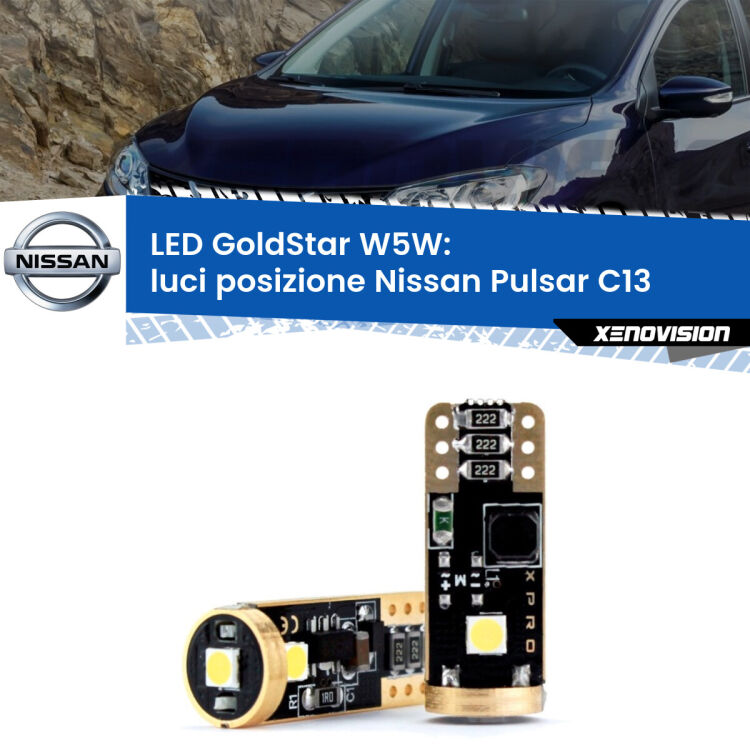 <strong>Luci posizione LED Nissan Pulsar</strong> C13 2014-2018: ottima luminosità a 360 gradi. Si inseriscono ovunque. Canbus, Top Quality.