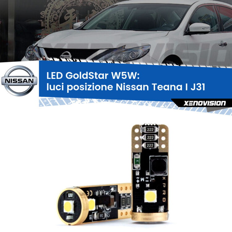 <strong>Luci posizione LED Nissan Teana I</strong> J31 2003-2008: ottima luminosità a 360 gradi. Si inseriscono ovunque. Canbus, Top Quality.