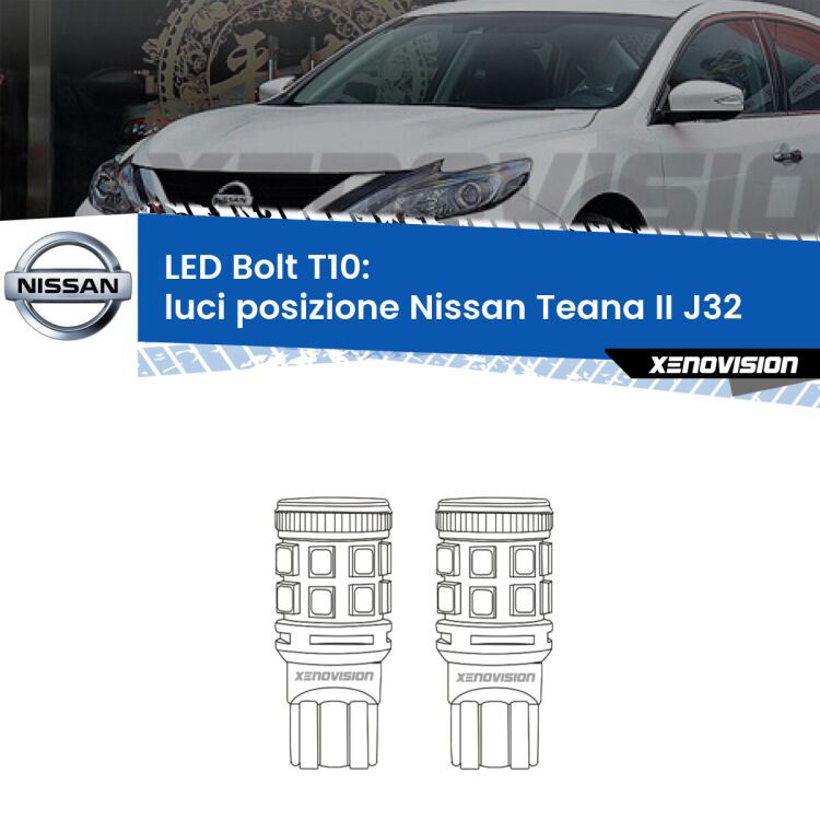 <strong>Luci posizione LED per Nissan Teana II</strong> J32 2008-2013. Coppia lampade <strong>T10</strong> modello Bolt canbus.