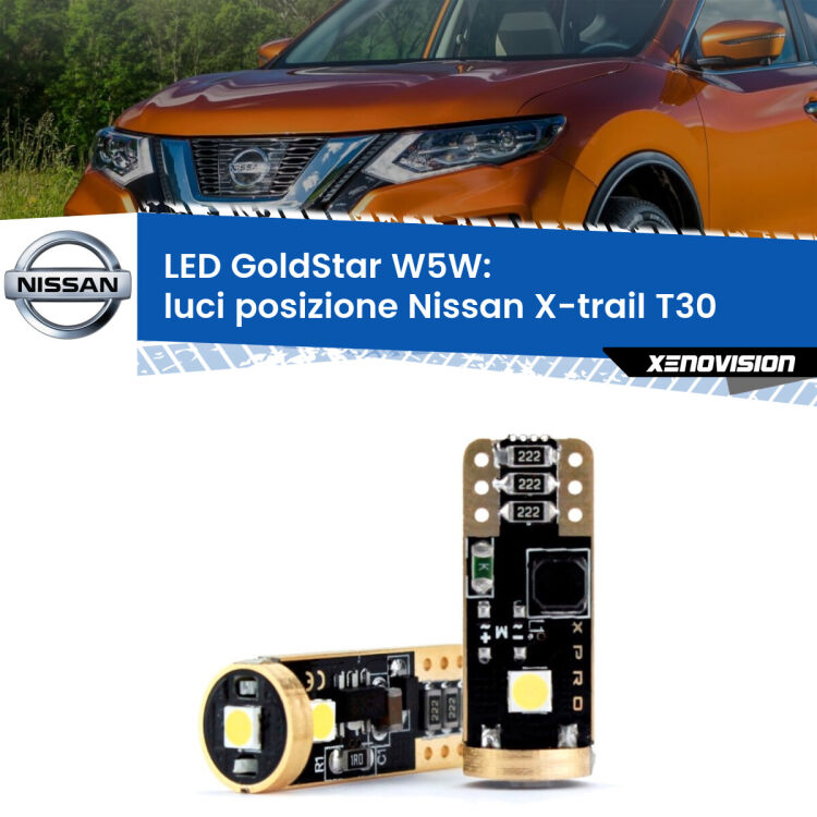 <strong>Luci posizione LED Nissan X-trail</strong> T30 2001-2007: ottima luminosità a 360 gradi. Si inseriscono ovunque. Canbus, Top Quality.