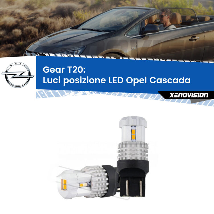 <strong>LED T20 </strong><strong>Luci posizione</strong> <strong>Opel</strong> <strong>Cascada </strong> 2013-2019. Coppia LED effetto Stealth, ottima resa in ogni direzione, Qualità Massima.