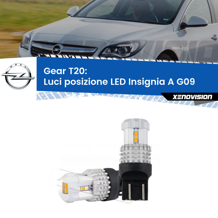 <strong>LED T20 </strong><strong>Luci posizione</strong> <strong>Opel</strong> <strong>Insignia A </strong>(G09) 2008-2013. Coppia LED effetto Stealth, ottima resa in ogni direzione, Qualità Massima.