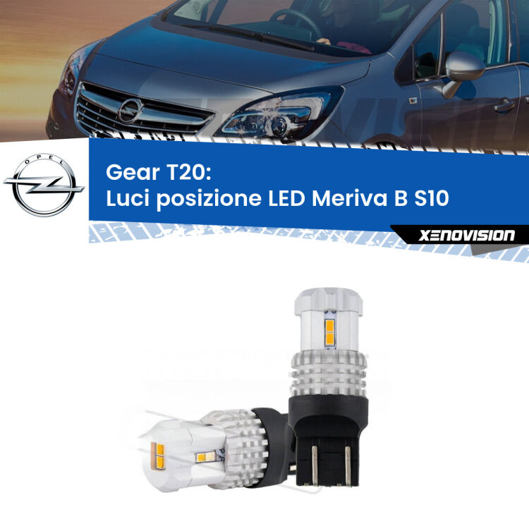 <strong>LED T20 </strong><strong>Luci posizione</strong> <strong>Opel</strong> <strong>Meriva B </strong>(S10) 2010-2017. Coppia LED effetto Stealth, ottima resa in ogni direzione, Qualità Massima.