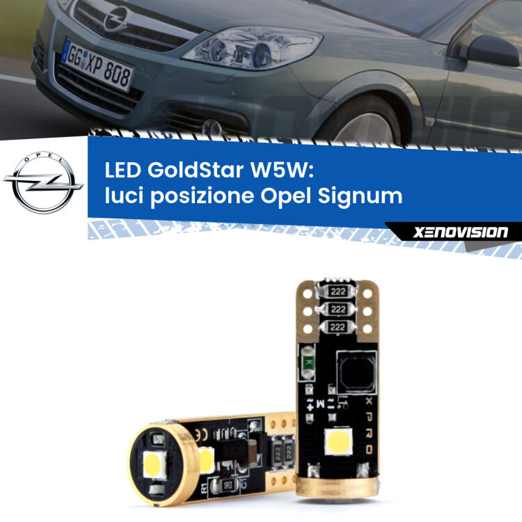 <strong>Luci posizione LED Opel Signum</strong>  2003-2008: ottima luminosità a 360 gradi. Si inseriscono ovunque. Canbus, Top Quality.