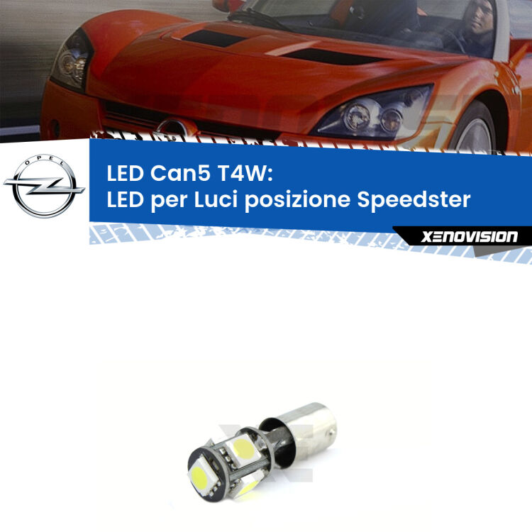 <strong>luci posizione LED per Opel Speedster</strong> E01 2000-2006. Lampadina <strong>T4W</strong> BA9s Canbus da Xenovision.