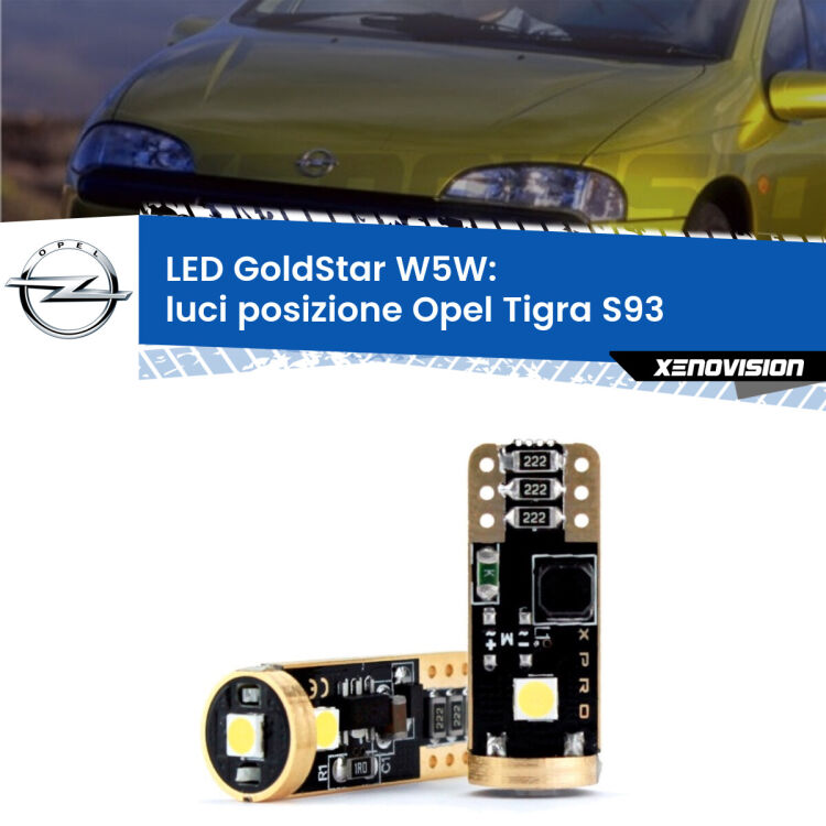 <strong>Luci posizione LED Opel Tigra</strong> S93 1994-2000: ottima luminosità a 360 gradi. Si inseriscono ovunque. Canbus, Top Quality.