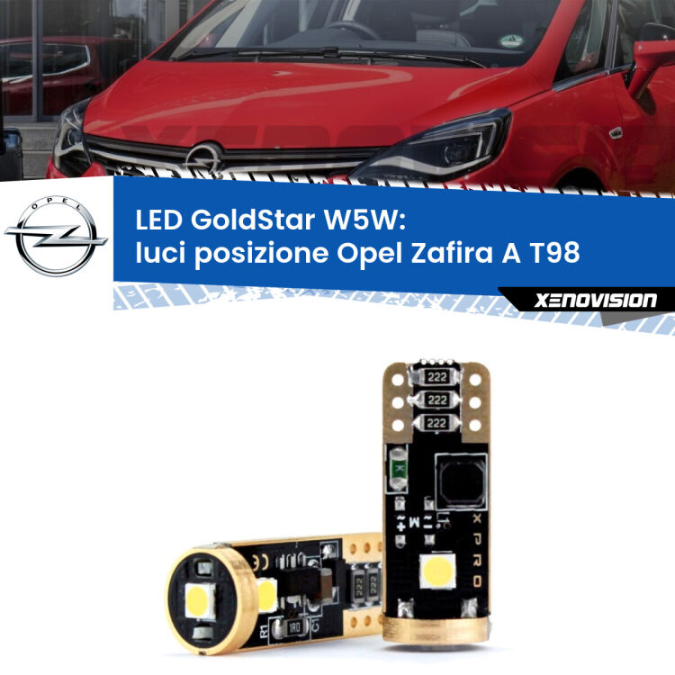 <strong>Luci posizione LED Opel Zafira A</strong> T98 1999-2005: ottima luminosità a 360 gradi. Si inseriscono ovunque. Canbus, Top Quality.