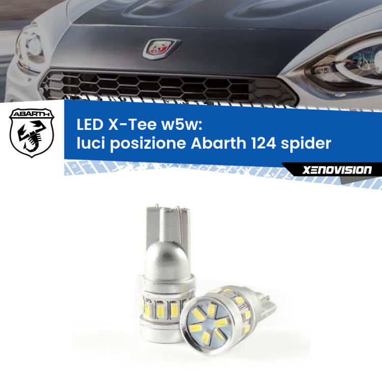 <strong>LED luci posizione per Abarth 124 spider</strong>  2016-2019. Lampade <strong>W5W</strong> modello X-Tee Xenovision top di gamma.