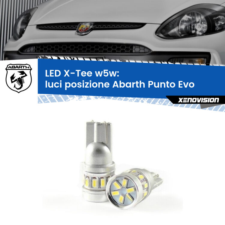 <strong>LED luci posizione per Abarth Punto Evo</strong>  2010-2014. Lampade <strong>W5W</strong> modello X-Tee Xenovision top di gamma.