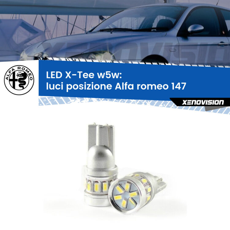 <strong>LED luci posizione per Alfa romeo 147</strong>  2005-2010. Lampade <strong>W5W</strong> modello X-Tee Xenovision top di gamma.