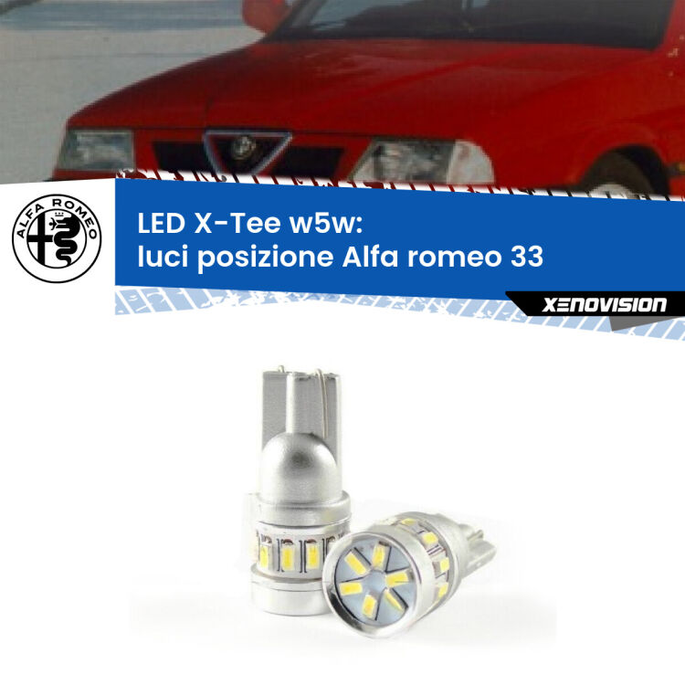 <strong>LED luci posizione per Alfa romeo 33</strong>  1990-1994. Lampade <strong>W5W</strong> modello X-Tee Xenovision top di gamma.