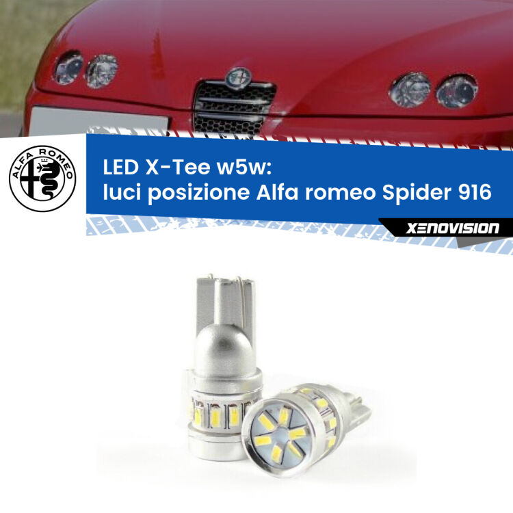 <strong>LED luci posizione per Alfa romeo Spider</strong> 916 1995-2005. Lampade <strong>W5W</strong> modello X-Tee Xenovision top di gamma.