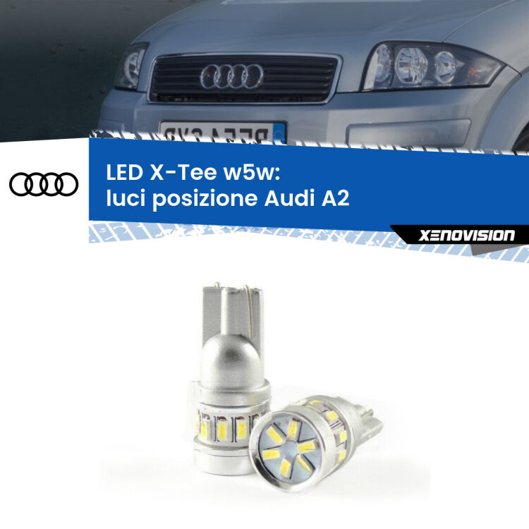 <strong>LED luci posizione per Audi A2</strong>  2000-2005. Lampade <strong>W5W</strong> modello X-Tee Xenovision top di gamma.