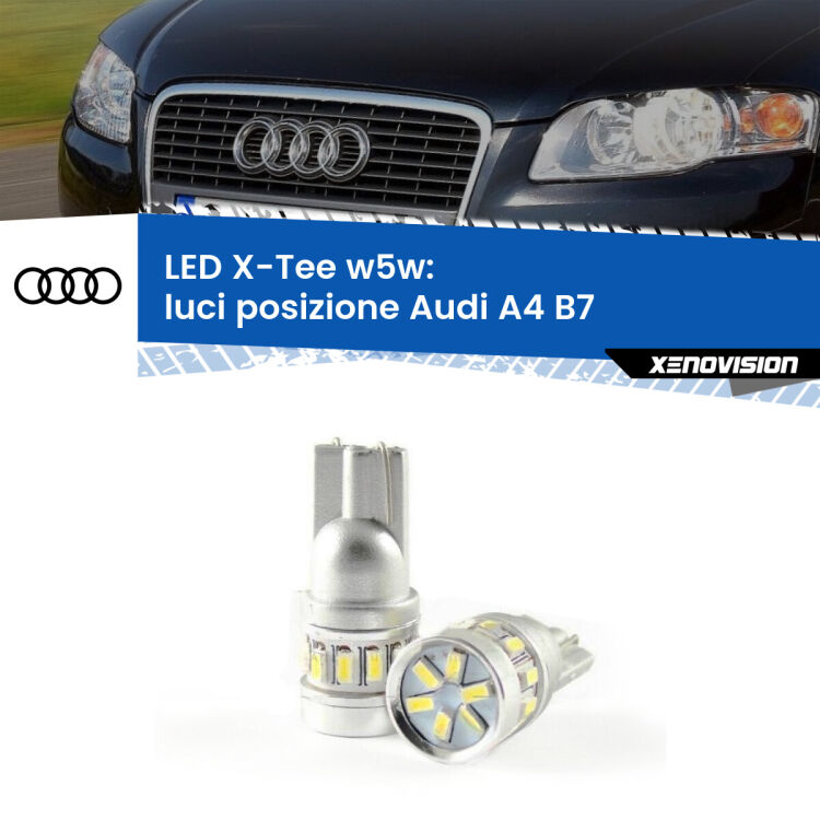 <strong>LED luci posizione per Audi A4</strong> B7 2004-2008. Lampade <strong>W5W</strong> modello X-Tee Xenovision top di gamma.