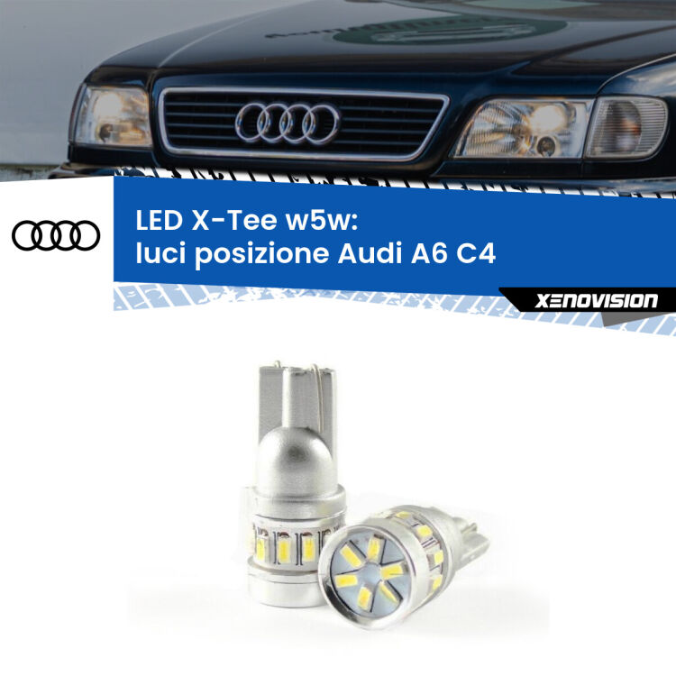 <strong>LED luci posizione per Audi A6</strong> C4 1994-1997. Lampade <strong>W5W</strong> modello X-Tee Xenovision top di gamma.