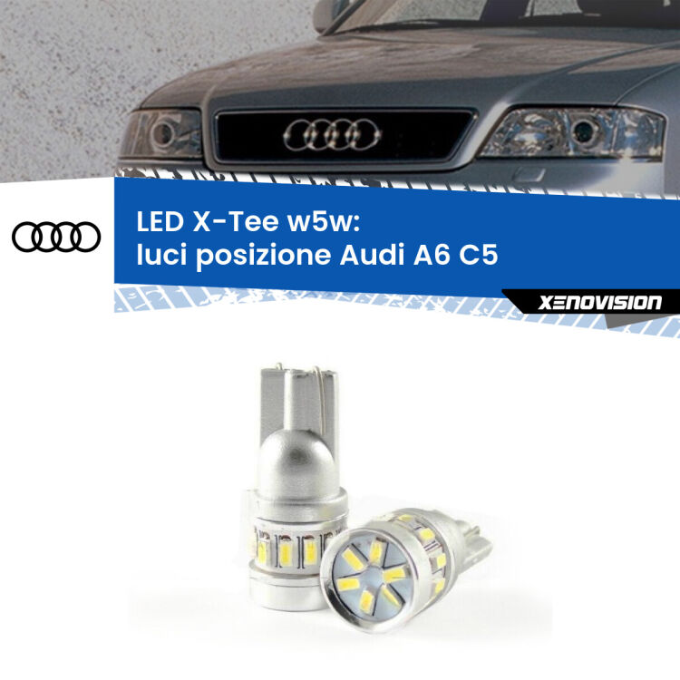 <strong>LED luci posizione per Audi A6</strong> C5 1997-2004. Lampade <strong>W5W</strong> modello X-Tee Xenovision top di gamma.