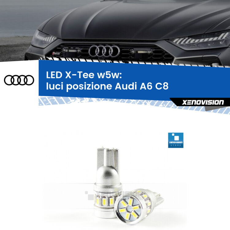 <strong>LED luci posizione per Audi A6</strong> C8 2018in poi. Lampade <strong>W5W</strong> modello X-Tee Xenovision top di gamma.