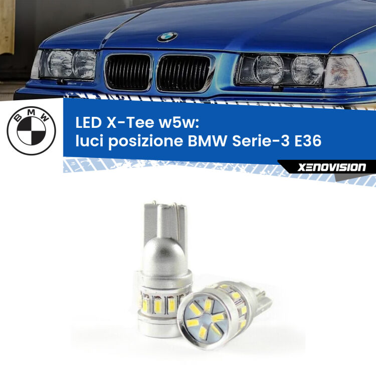 <strong>LED luci posizione per BMW Serie-3</strong> E36 1990-1998. Lampade <strong>W5W</strong> modello X-Tee Xenovision top di gamma.