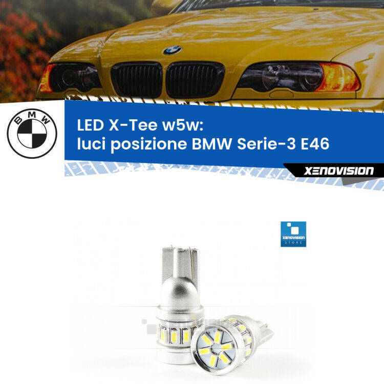 <strong>LED luci posizione per BMW Serie-3</strong> E46 1998-2005. Lampade <strong>W5W</strong> modello X-Tee Xenovision top di gamma.