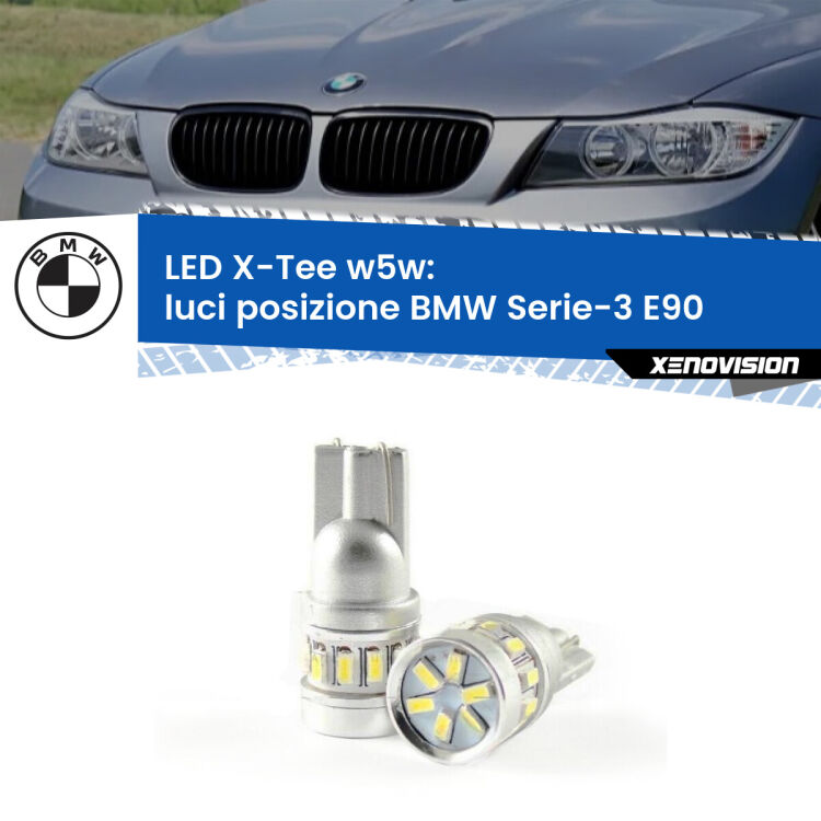 <strong>LED luci posizione per BMW Serie-3</strong> E90 con fari alogeni. Lampade <strong>W5W</strong> modello X-Tee Xenovision top di gamma.