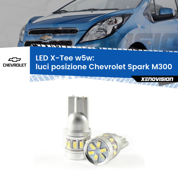 <strong>LED luci posizione per Chevrolet Spark</strong> M300 2009-2016. Lampade <strong>W5W</strong> modello X-Tee Xenovision top di gamma.