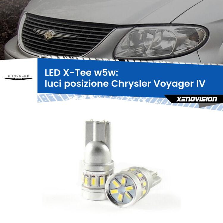 <strong>LED luci posizione per Chrysler Voyager IV</strong>  2000-2007. Lampade <strong>W5W</strong> modello X-Tee Xenovision top di gamma.