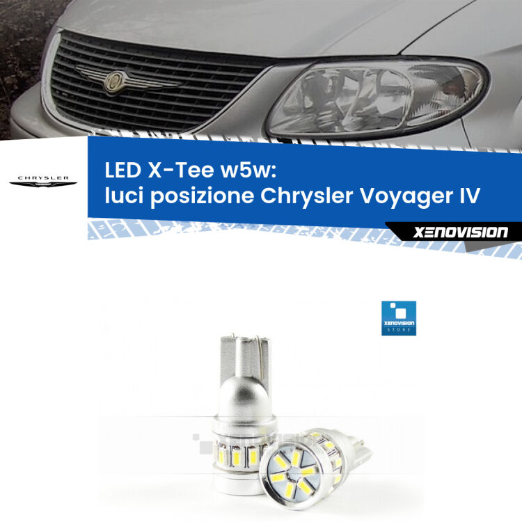 <strong>LED luci posizione per Chrysler Voyager IV</strong>  2000-2007. Lampade <strong>W5W</strong> modello X-Tee Xenovision top di gamma.