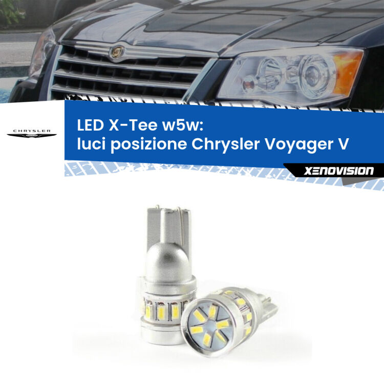 <strong>LED luci posizione per Chrysler Voyager V</strong>  2007-2016. Lampade <strong>W5W</strong> modello X-Tee Xenovision top di gamma.