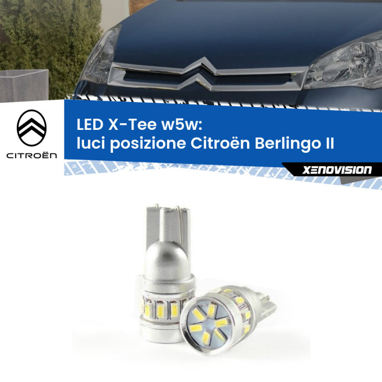 <strong>LED luci posizione per Citroën Berlingo</strong> II 2008-2017. Lampade <strong>W5W</strong> modello X-Tee Xenovision top di gamma.