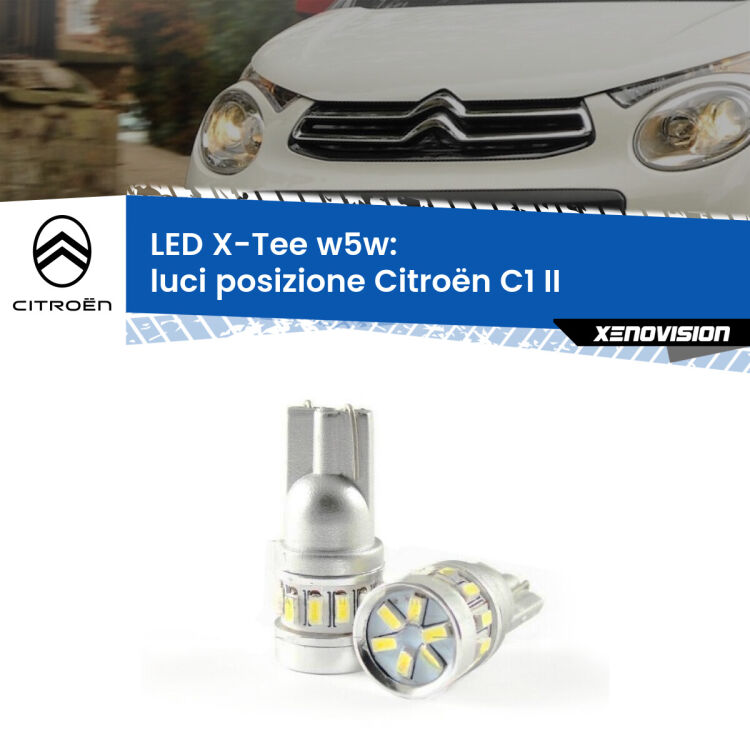 <strong>LED luci posizione per Citroën C1</strong> II 2014in poi. Lampade <strong>W5W</strong> modello X-Tee Xenovision top di gamma.