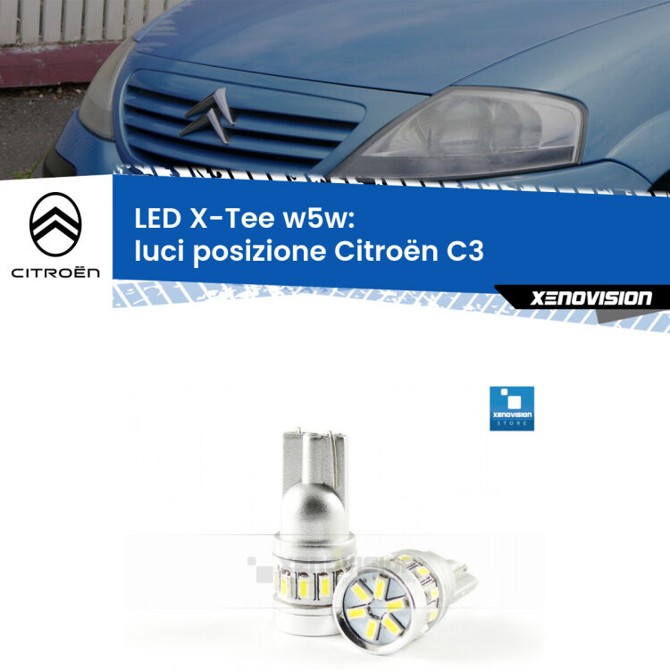 <strong>LED luci posizione per Citroën C3</strong>  2002-2009. Lampade <strong>W5W</strong> modello X-Tee Xenovision top di gamma.