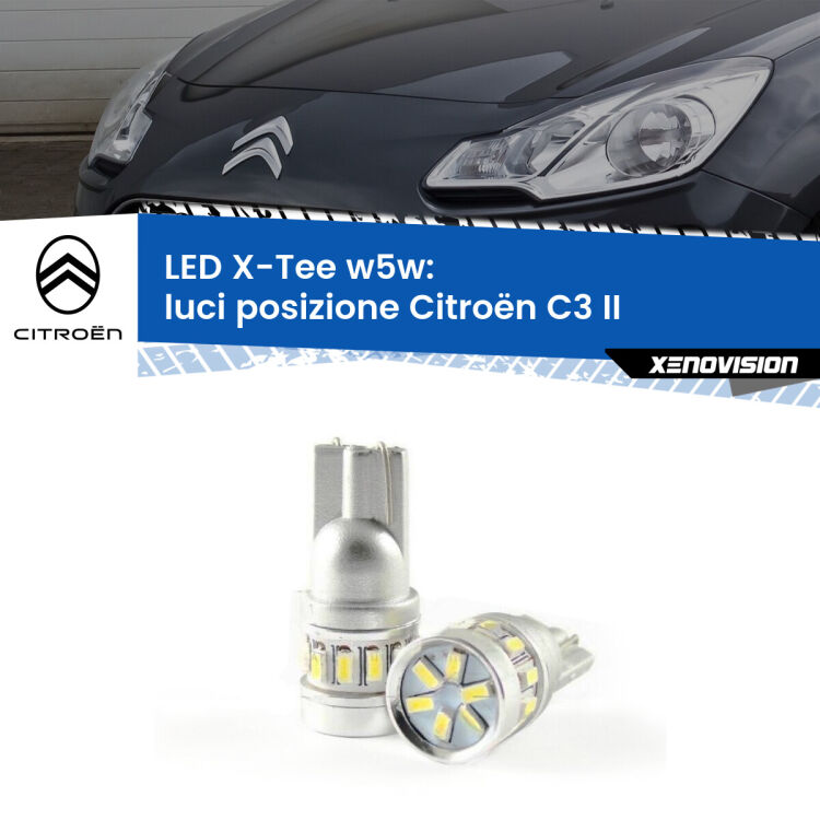 <strong>LED luci posizione per Citroën C3</strong> II 2009-2016. Lampade <strong>W5W</strong> modello X-Tee Xenovision top di gamma.