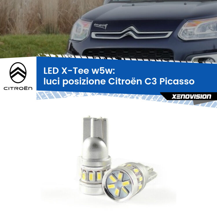 <strong>LED luci posizione per Citroën C3 Picasso</strong>  2009-2016. Lampade <strong>W5W</strong> modello X-Tee Xenovision top di gamma.