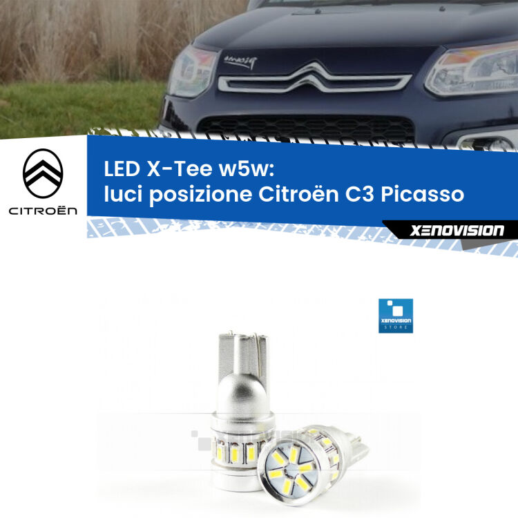 <strong>LED luci posizione per Citroën C3 Picasso</strong>  2009-2016. Lampade <strong>W5W</strong> modello X-Tee Xenovision top di gamma.