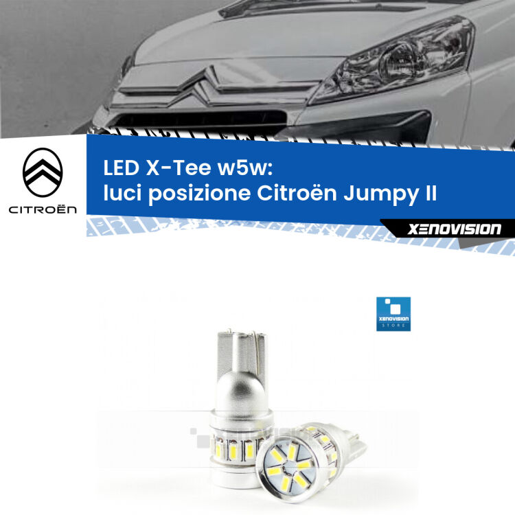 <strong>LED luci posizione per Citroën Jumpy</strong> II 2006-2015. Lampade <strong>W5W</strong> modello X-Tee Xenovision top di gamma.