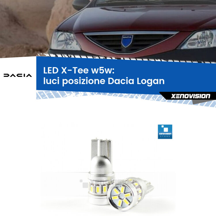 <strong>LED luci posizione per Dacia Logan</strong>  2004-2011. Lampade <strong>W5W</strong> modello X-Tee Xenovision top di gamma.