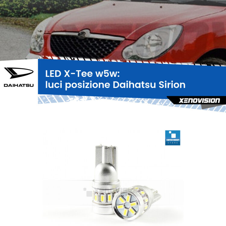 <strong>LED luci posizione per Daihatsu Sirion</strong>  2005-2008. Lampade <strong>W5W</strong> modello X-Tee Xenovision top di gamma.