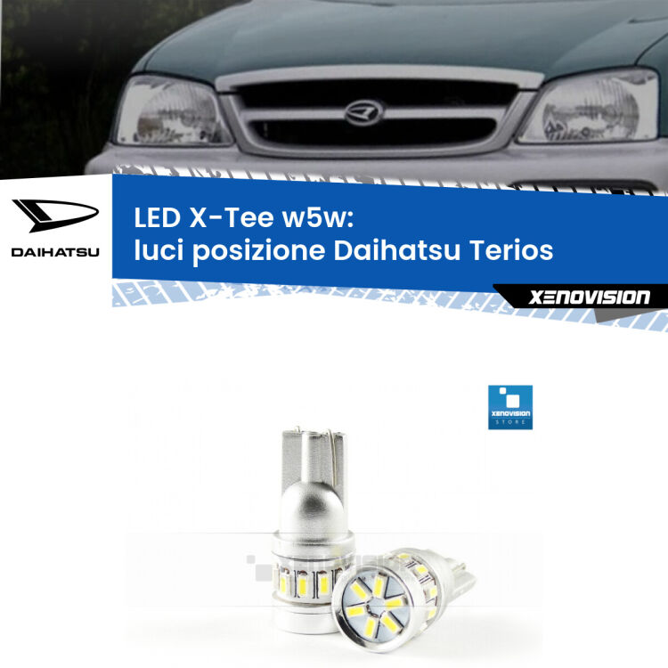 <strong>LED luci posizione per Daihatsu Terios</strong>  1997-2005. Lampade <strong>W5W</strong> modello X-Tee Xenovision top di gamma.