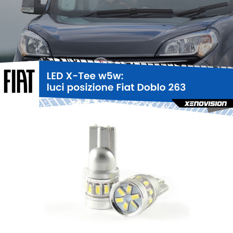 <strong>LED luci posizione per Fiat Doblo</strong> 263 2010-2014. Lampade <strong>W5W</strong> modello X-Tee Xenovision top di gamma.