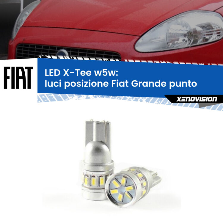 <strong>LED luci posizione per Fiat Grande punto</strong>  2005-2018. Lampade <strong>W5W</strong> modello X-Tee Xenovision top di gamma.