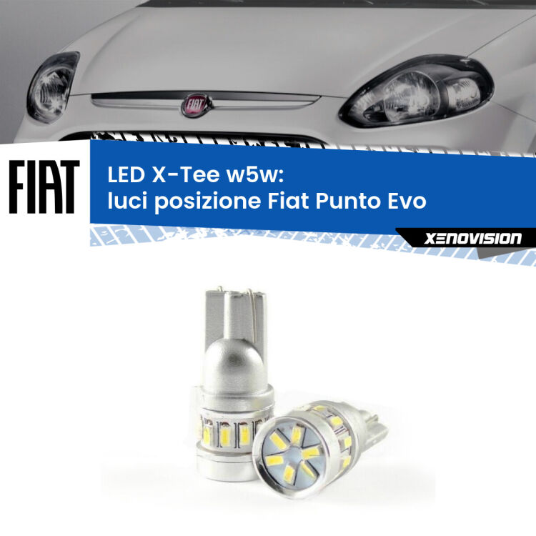 <strong>LED luci posizione per Fiat Punto Evo</strong>  2009-2015. Lampade <strong>W5W</strong> modello X-Tee Xenovision top di gamma.