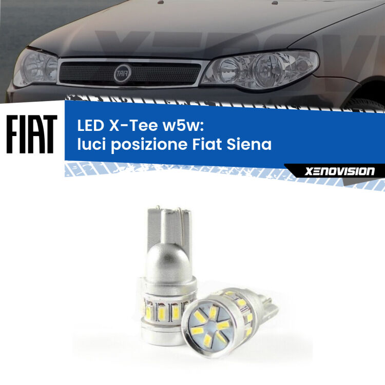 <strong>LED luci posizione per Fiat Siena</strong>  1996-2012. Lampade <strong>W5W</strong> modello X-Tee Xenovision top di gamma.